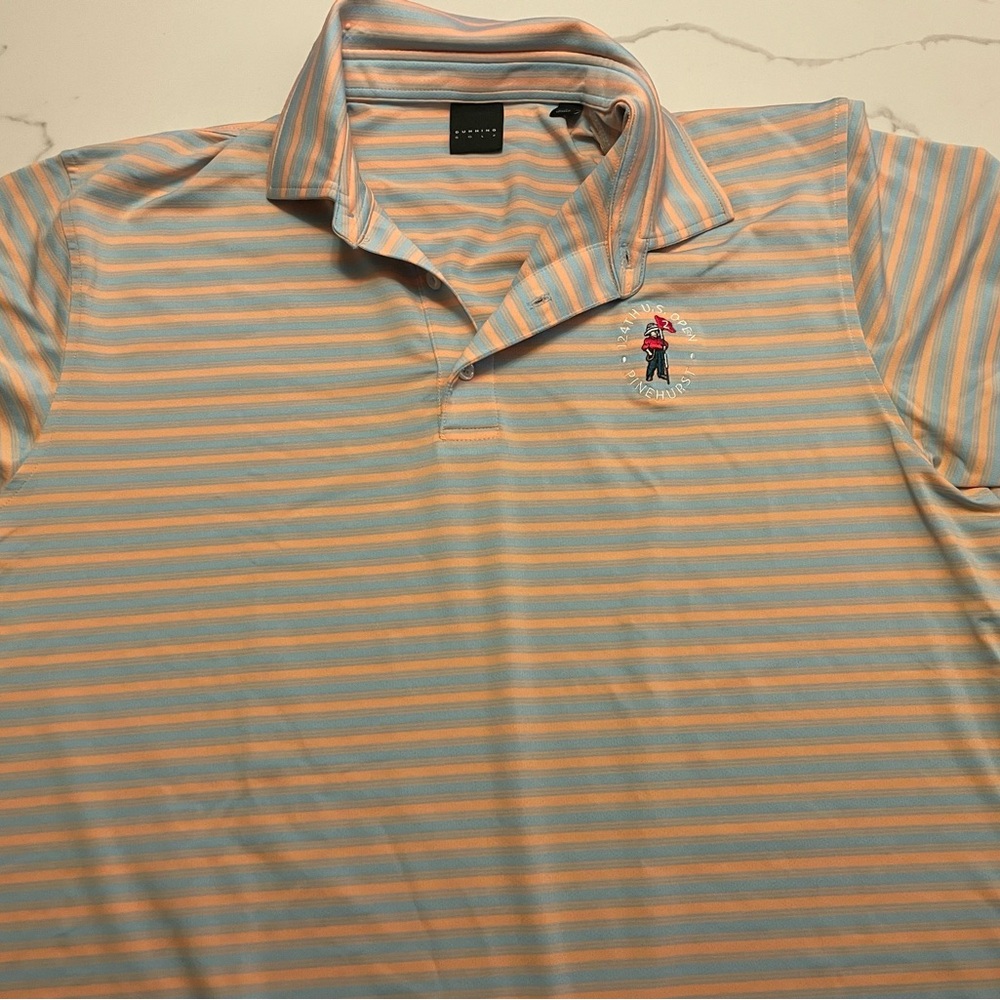 Dunning Classic Striped Polo Shirt - Light Blue and Orange